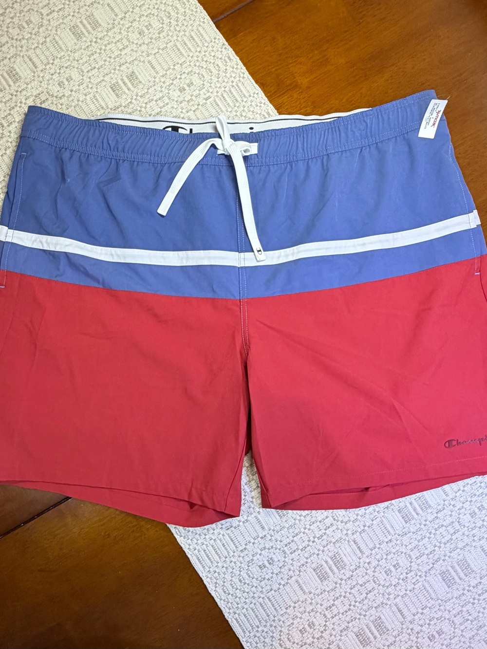 Colorblock Swim Trunks in Blue & Red